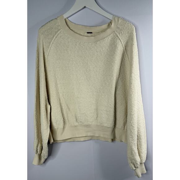 Free People Found My Friend Sweater Sz XS Ivory Terry Cloth Oversized Minimalist - Picture 3 of 14